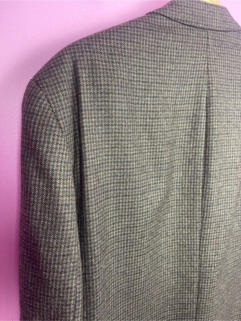Chaps Ralph Lauren Vintage Houndstooth Tweed Sport Coat Wool Brown Men's 46R - Picture 10 of 13